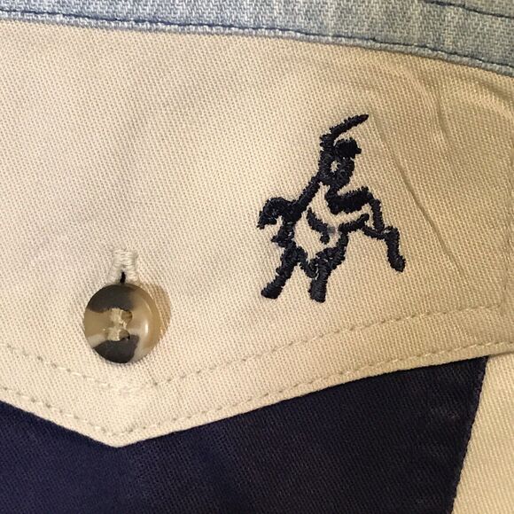 Alamosa Western Button Down Shirt Mens L Multicolor Horse 90s Colorblock Cowboy - Picture 4 of 10